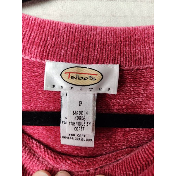 Talbots Womens Pullover Sweater Pink Chenille Long Sleeve Button Crew Neck S - Picture 5 of 6